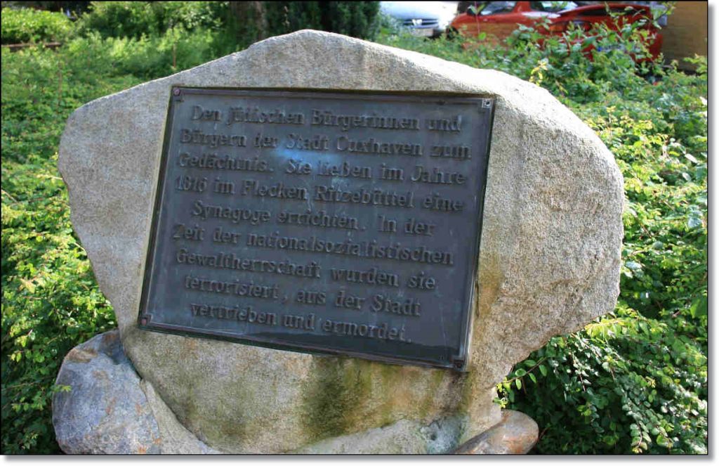 Gedenkstein für die zerstörte Synagoge in Cuxhaven